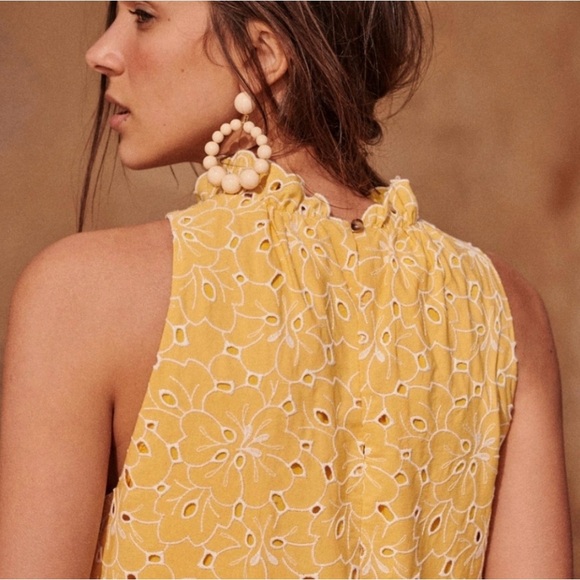 NWT, Sezane yellow eyelet dress, size 38 - Picture 5 of 8